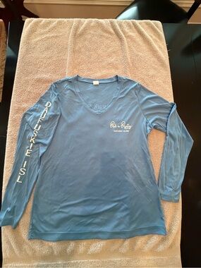 Oak-N-Oyster Sport-Tek Light Blue Ladies V-Neck Shirt